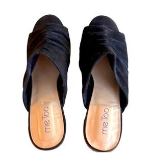 Me Too Ruched Suede Peep Toe Mules